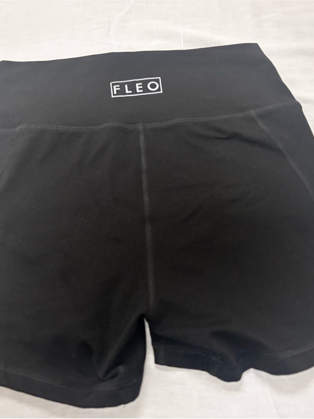 Fleo Black High-Rise Athletic Shorts with Logo